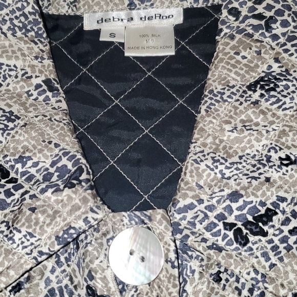 Debra DeRoo Silk Mother of Pearl Button Long Duster Trench Coat S - Picture 6 of 8